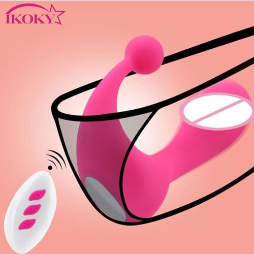IKOKY Wearable Dildo Vibrator Butt Plug Clitoris Stimulator G-Spot Massager 12 Modes Wireless Remote Control Sex Toys for Women