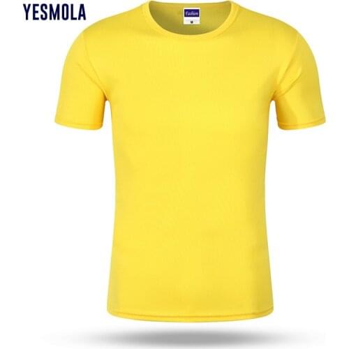 YESMOLA Running T Shirt Men Breathable Sports Training Quick Drying Elastic Exercise Fitness Gym Short Sleeve, Blank