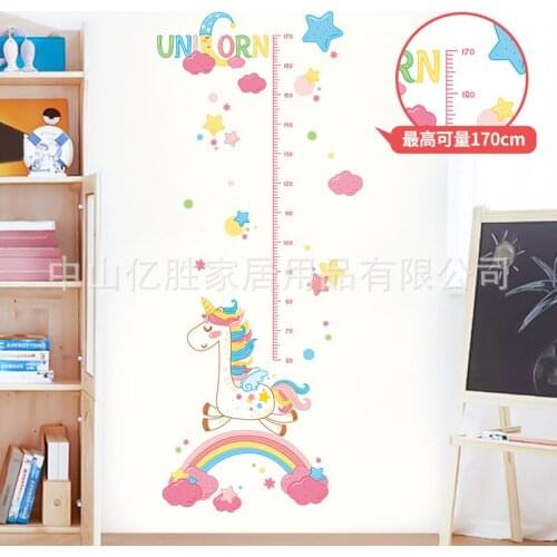 Hot Large Stars Unicorn Baby Height Wall Stickers Kindergarten Sticker Kids Bedroom Decorative House Decor