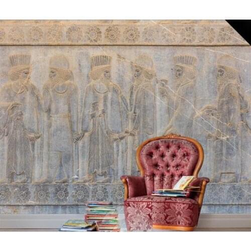 Customized large-scale 3D mural wallpaper vintage marble European classical stereo relief mural background wall