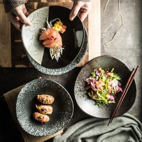 Japanese ceramic dinner plates restaurant irregular creative plate household retro special-shaped porcelain tableware 8/9 inch