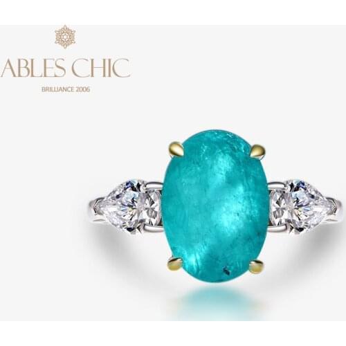 Sterling Silver Trio Oval Lab Paraiba Wedding Ring Big Pear Gemstone Teardrop Sapphire Citrine 5A Zircon Bridal Ring S2R1S2R0871