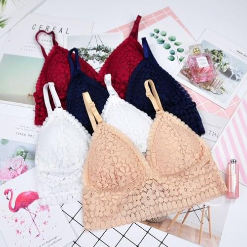 Lace Floral Wireless Bras For Women Sexy Lingerie Backless Push Up Bra Ladies Underwear Comfortable Seamless Bralette
