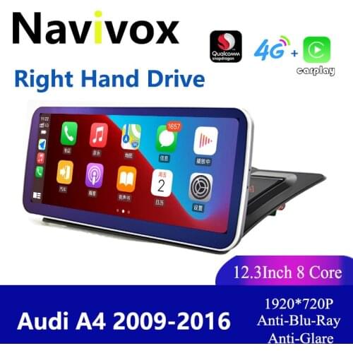 Navivox Snapdragon Android 10 System Car Screen Player For For Audi A4 B8 A5 2009-2016 4G 64G 1920*720P Carplay Android Auto