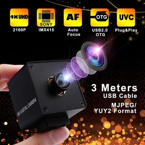 No distortion 4K Autofocus USB Camera CMOS Sony IMX415 Sensor High Speed USB2.0 Webcam for Computer PC Desktop Laptop