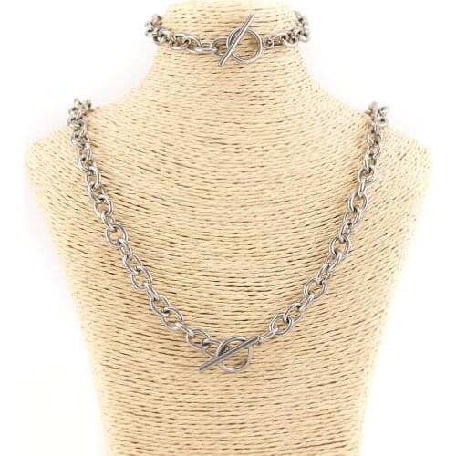 Stylish Girl Lady Punk Gothic Rock Handmade O Round Metal Link Chain Choker Collar Necklace Stainless Steel Jewelry