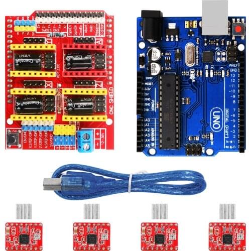 CNC Shield Expansion Board V3.0 + R3 Board with usb + 4pcs Stepper Motor Driver A4988 Kits for Arduino for UNO