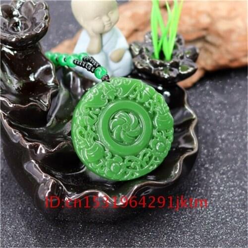 Pendant Amulet Charm Jewelry Jadeite Fashion Hand for Men Chinese Jade Carved Necklace Gifts Green Bat Natural Flower Women
