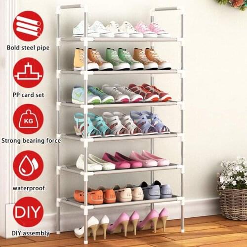 Multilayer Shoe Rack Organizer Metal Shoe Cabinets Furniture 2/3/4/5/6 layer Shoes Shelves Organizer Stand Easy to Install
