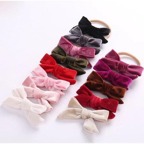 Baby Girls Headband Multi Colors Velvet Bow Knot Head Bandage Kids Toddlers Headwear Hair Band Infant Clothing Accessories