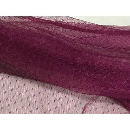 63" 160cm wide 2meters/lot Red Wine polka dot mesh net soft gauze tulle fabric for mosquito net curtain dress skirt veil blouse