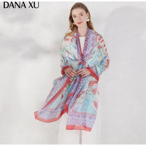 2020 Silk Long Scarf Luxury Brand Women New Design Beach Blanket Shawl Wear Swimwear Bandana Hijab Face Shield Foulard