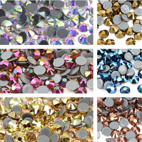 SS6-SS30 1440pcs Shinny Crystal AB Glass Glitter Rhinestone Flatback Hot fix Rhinestones For