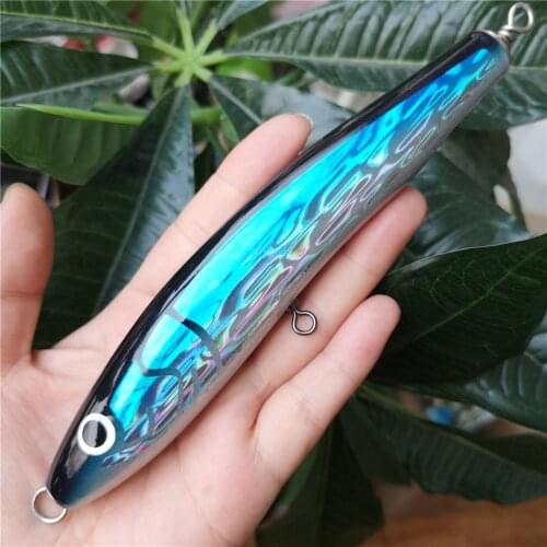 SWOLFY 1PCS Topwater Wooden Lure Deep SeaHard Top Water Surface Sea Fishing Lure Saltwater Trolling Wooden Tuna Bait
