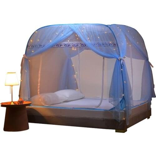 Tt2021 New Installation-Free Mongolian Bag Mosquito Net Double-Sheet Tent Yarn Princess Style Single Double 1.5 M1.8 M Bed Home