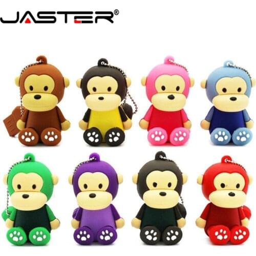 JASTER Cartoon Cute Monkey USB Flash Drive Pendrive 4GB 8GB 16GB 32GB 64GB USB Stick External Memory Storage Pen Drive cute gift