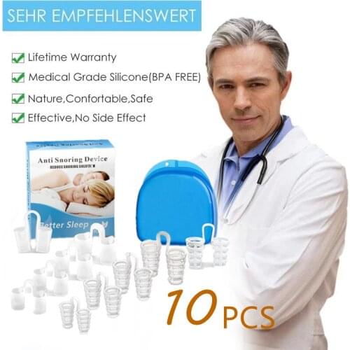 10PCS Silicone Anti Snore Stop Snoring Nose Clip Sleep Sleeping Aid Apnea Guard Night Device with Case