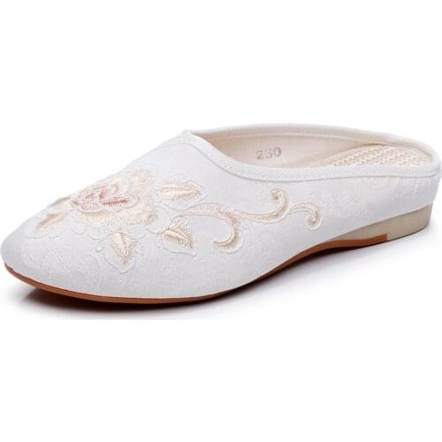 YourSeason Soft Jacquard Fabric Ladies Flat Shoes House Woman Simple Slipper Mules All Season Comfort Women Slides