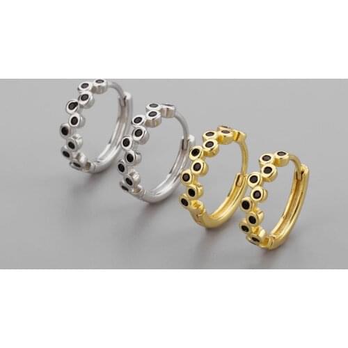 925 Sterling Silver Zircon Geometric Charms Stud Earrings For Women Girls Wedding Party Punk Jewelry eh361