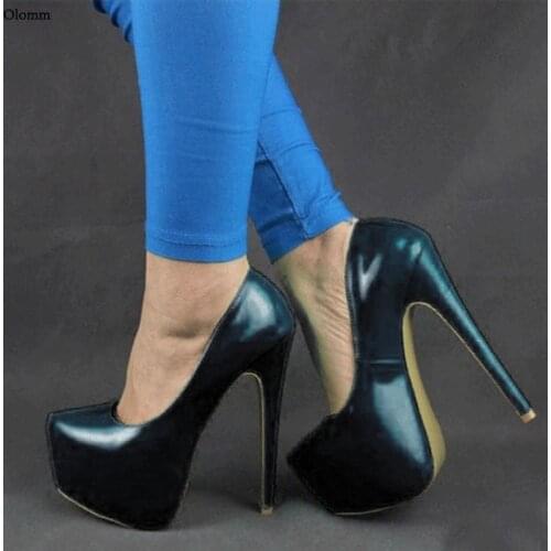 Olomm 2021 Handmade Women Spring Pumps Sexy Stiletto High Heels Round Toe 9 Colors Dress Shoes Women Plus US Size 5-15