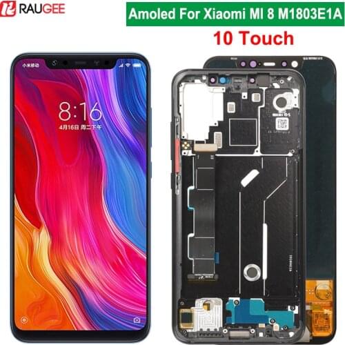 Amoled Display For Xiaomi MI 8 LCD Screen 10 Touch No Dead Pixel Digitizer Screen Replacement For Xiaomi MI8 M1803E1A Display