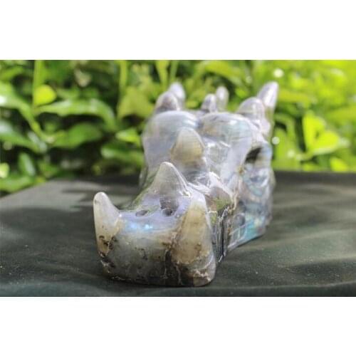 1.12 kg Natural Labradorite Carved Crystal Dragon Skull Head Carving