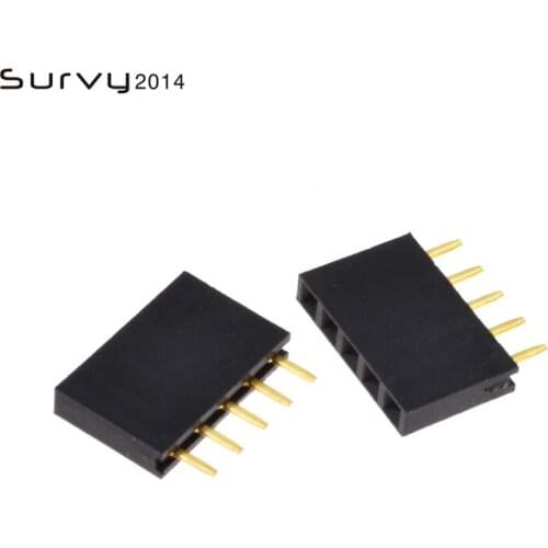 10/20/50/100PCS 5 Pin Header Socket gold plated 5Pin 2.54mm Row Straight Female Single diy electronics