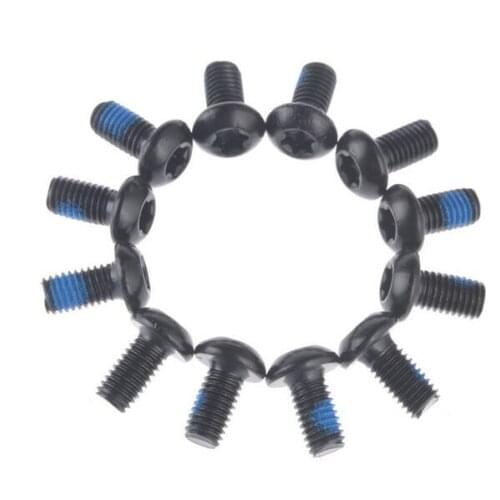 12pcs / lot mountain bike brake rotor bolts mtb cycling M5*10mm screws stainless steel t25 cycle bicycle brake disc bolts screw