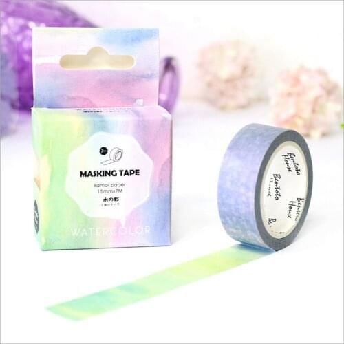 15mm Wide Watercolor Painting Swatch Washi Adhesive Tape DIY Decorative Diary Scrapbook Sticker Label Masking Tape