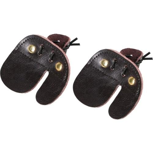 2 Pcs Archery Finger Glove / Protect Fingertabs Guard Tab Double Layer Leather Shooting Accessories