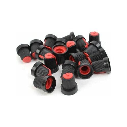 20 Pcs 6mm Knurled Shaft Insert Diameter Potentiometer Round Control Knobs Red