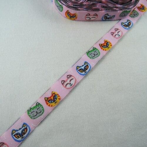 5/8" 16mm Cartoon Animal Cat Woven jacquard ribbon 10 yards/lot , DIY handmade materials trims Tape Party Decoration CX40