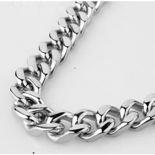 9/11/13/15mm Wide Cuban Curb Link Chain Mens Stainless Steel Polishing Silver Color Bracelet Or Necklace Jewelry 7-40"
