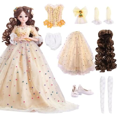 UCanaan 1/3 BJD Accessories Handmade Dress Clothes Wig Shoes Set Full Outfits For 60CM BJD SD Dolls