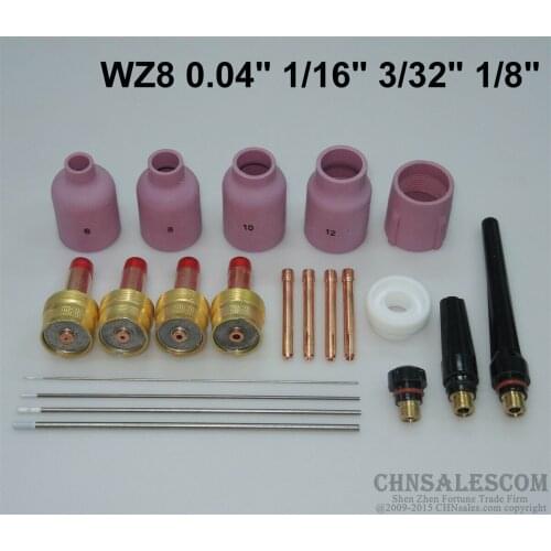 CHNsalescom 21 pcs TIG Torch Large Gas Lens WP-17/18/26 WZ8 Tungsten 0.04" 1/16" 3/32" 1/8"