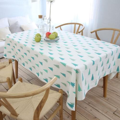 Chicity Printed Forest Cotton Tablecloth Fresh Style Table cover Rectangular For Home Party Wedding Decoration Customized