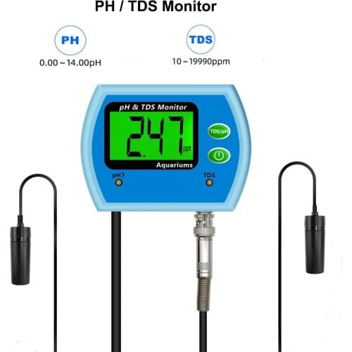 Professional 2 in 1 PH TDS(PPM) Meter High Precision Acidometer TDS Tester Online Aquarium Water Quality Analyzer PH TDS Tester