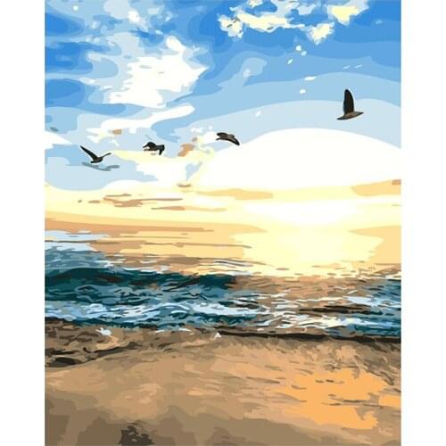 Painting By Numbers DIY Dropshipping 50x65 60x75cm Sea Seagull bird calm Scenery Handmade Gift For Adult Unique Gift Home Decor