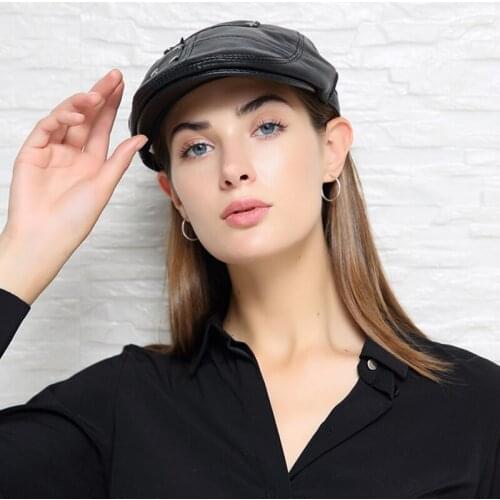 Fashion Flat Caps For Men Hat Unisex Real leather Beret Cap Women Casual Sun Breathable Hats Berets Cabbie 2020 Chapeau Homme