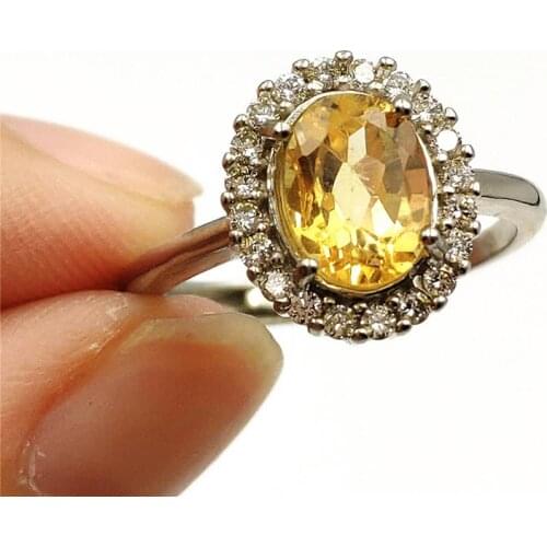 Genuine Natural Yellow Citrine Gemstone 925 Silver Adjustable Ring Woman Man 10x8mm Cut Faceted Bead Wealthy Stone AAAAA