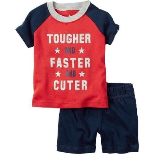 Red Navy Baby Clothes Set Casual Boys Summer Outfits Tee Shirts Pant 2-Pieces Suit Infant Outfits Tops 0-2 Years Character Dress