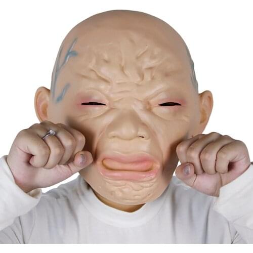 Cry Baby Mask Latex Crying Child Full Head Masks Horror Headgear Halloween Funny Terror Cosplay Halloween Costume Party Maks