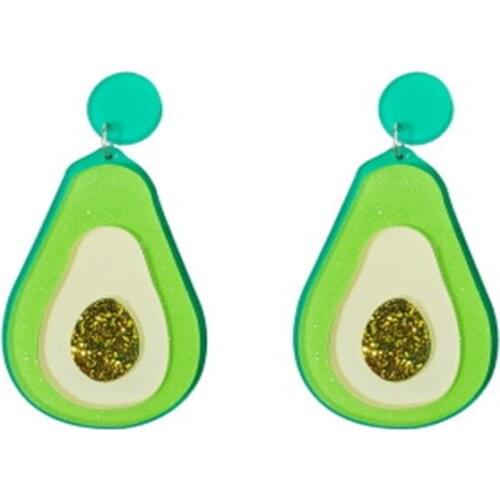 Fashion Green Avocado Drop Earrings Exaggerated Big Fruit Avocado Drop Earrings Cool Punk Jewelry Accessaries Women