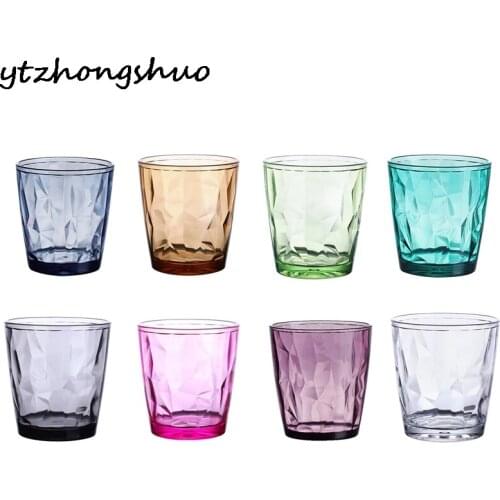 Unbreakable Premium Acrylic Colorful Diamond Drinking Glasses Bar KTV Drink Juice Cup Hotel Restaurant Drink Cup Wine Glasses