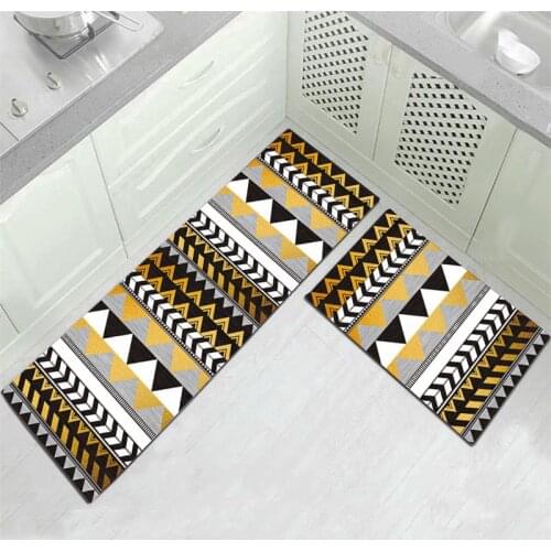 Anti-slip Kitchen Mat Modern Ethnic Style Bath Carpet Entrance Doormat Hallway Geometric Living Room Outdoor Non-slip Floor Rug