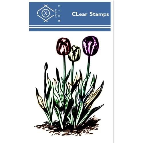 NEW 6.5*9cm tulip Transparent Silicone Rubber Clear Stamps cartoon for Scrapbooking/DIY Easter wedding album