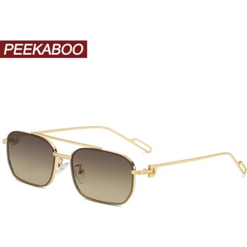 Peekaboo square frame sunglasses for men double bridge blue green mirror lens male metal glasses for women uv400 gift items 2021