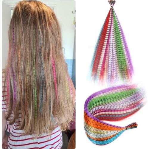 Fake Feather Pink Colored Stands of Hair Extensions Rainbow Hair Dye Pieces Acccessories for Girl and Women 2021