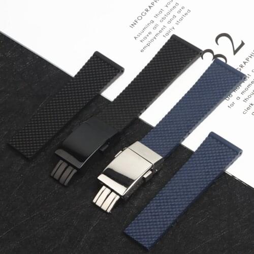 Top Watchband Silicone Rubber Black blue 22mm 24mm Bracelet For navitimer/avenger/Breitling strap Wristband watch band tools