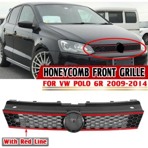 ABS Honeycomb Car Front Bumper Grille Grill For Volkswagen For VW For Polo 6R 2009-2014 GTI Style Mesh Center Racing Grills